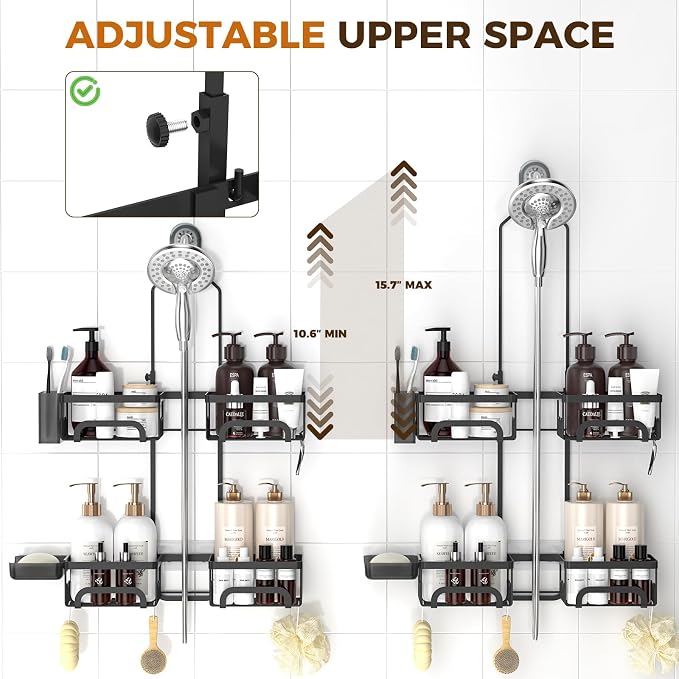 REINHARDT Shower Caddy Hanging for Handheld Showerheads Adjustable Split Shower - Image 2