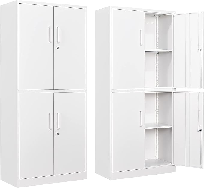 Metal Storage Cabinet with 3 Adjustable Shelves, Garage Storage Cabinet with by SISESOL