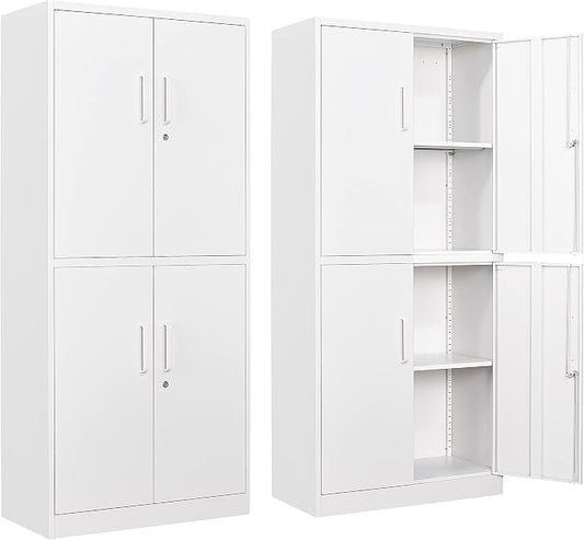 Metal Storage Cabinet with 3 Adjustable Shelves, Garage Storage Cabinet with by SISESOL