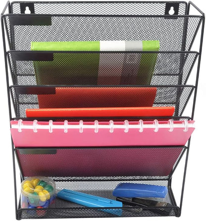 EASEPRES Hanging File Holder Organizer, 6 Tier Mesh Metal Wall Mount Document - Image 6