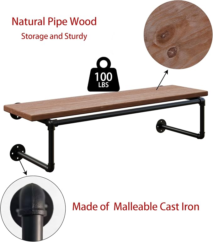 Clothes Rack 36in, Wall Mounted Garment Racks - Image 7