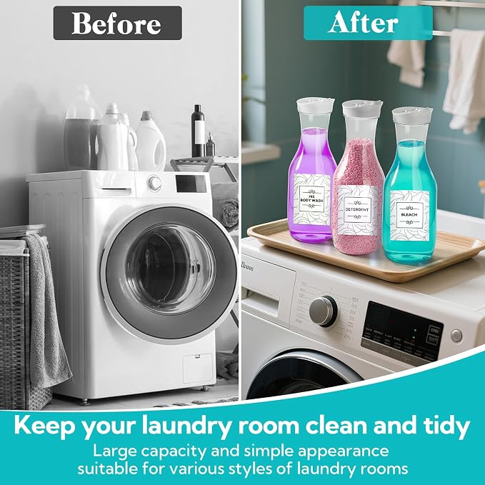 4 Pack Laundry Bottles 53oz Plastic Liquid Detergent Dispenser - Image 6