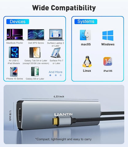 UANTIN USB C Hub, 7 in 1 Multiport Adapter - Image 7