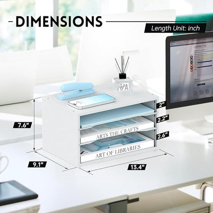 3 Tier Wood Desk Organizer, Mail Sorter and Paper Organizer - Image 3