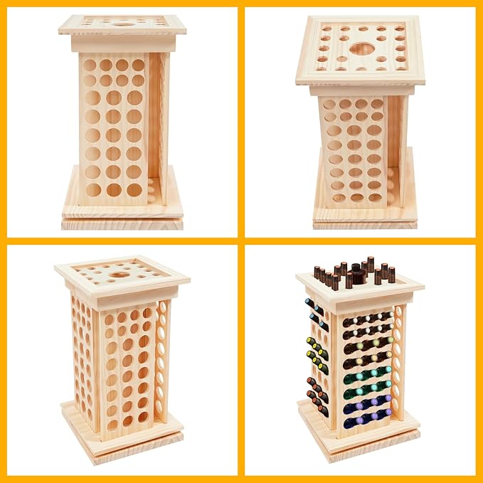 125-Slot Wooden Essential Oil Display Rack, Rotating 360° Organizer - Image 5