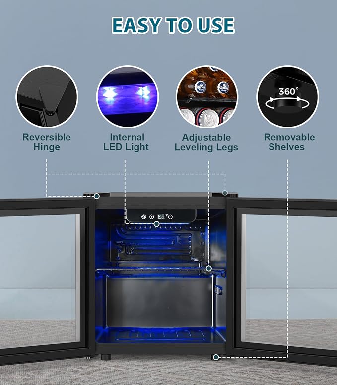 50 Cans Beverage Refrigerator Cooler, 1.3 Cu.ft Mini Fridge Countertop Drink - Image 7