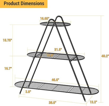 3-Tier Plant Stand Metal Plant Rack Shelf Heavy Duty Indoor Outdoor Shoe Shelf - Image 3