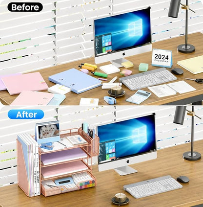 OPNICE Desk Organizer, 4-Tier Desktop File Organizer - Image 2