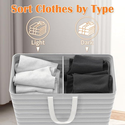 XXXL 36gal Large Laundry Basket, Laundry Hamper 2 Section - Image 4