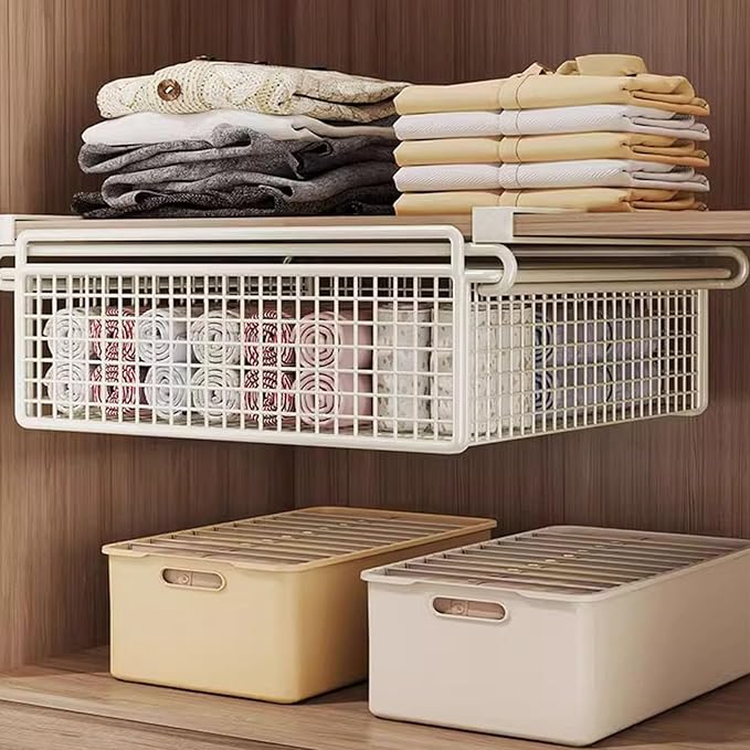 Hanging Cabinet Bin Drawer Multifunctional Under Shelf Storage Basket Bedroom - Image 5