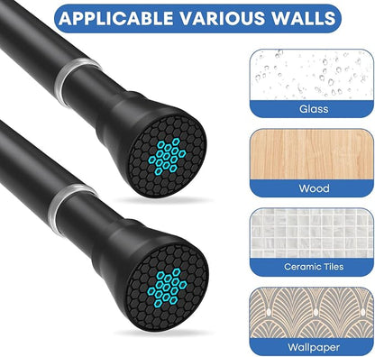 Shower Curtain Rod 2 Pack Adjustable Curtain Rods 30-64 Inch Black Shower - Image 5