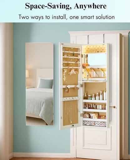 LUXFURNI Mirror Jewelry Cabinet Wall Mounted - Image 3