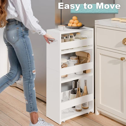 MARTY Rolling Storage Cart 7.9" W, 4-Tier Kitchen Cart - Image 2