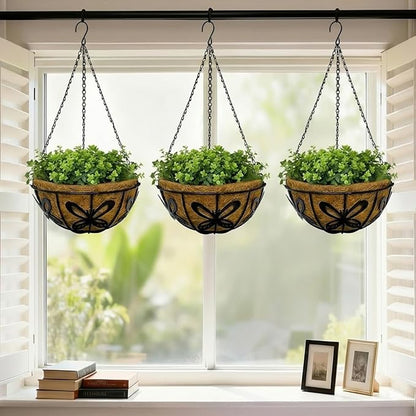 14 Inch Hanging Baskets for Plants Outdoor, 3 Pack Metal Wire Hanging Planters - Image 5