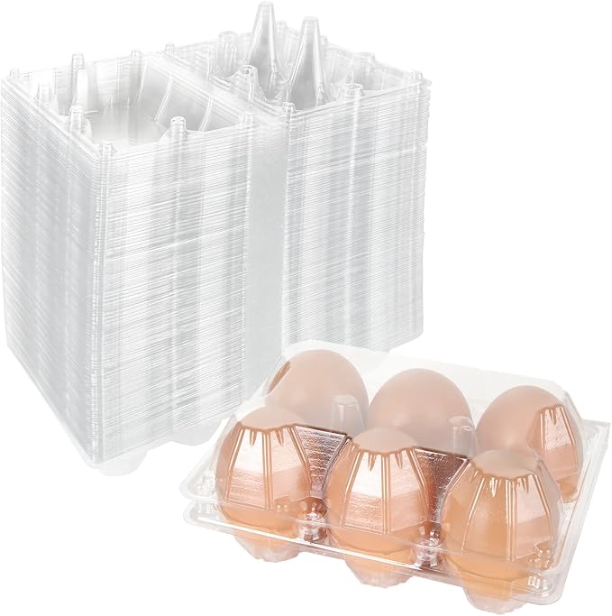 100PCS Plastic Egg Cartons Bulk 2x3 Egg Holders Style Holds 6 Eggs by DIRBUY