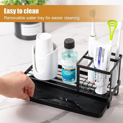 Toothbrush Holders Toothpaste Organizer Bathroom Accessories, Matte Black | - Image 3