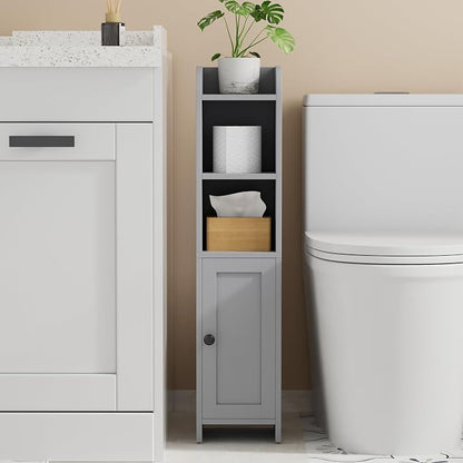 Homhedy Small Bathroom Storage Cabinet, Narrow Toilet Paper Cabinet | Corner - Image 6