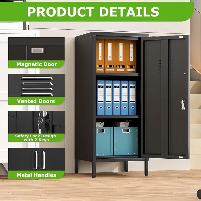 PAOFIN 35" Metal Storage Locker, Lockable Employees Metal Locker - Image 4