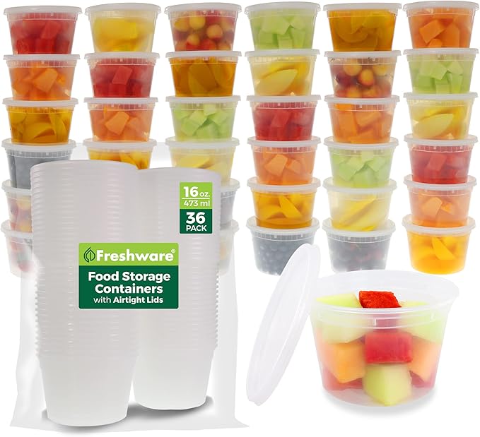 Freshware Food Storage Containers 16 oz Plastic Deli Containers by Unknown