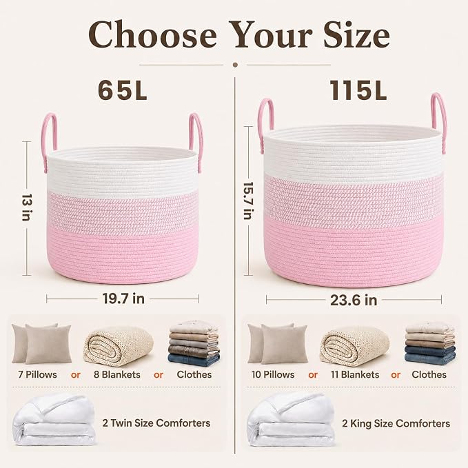 JMvicyroam 115L Extra Large Blanket Basket - Image 4