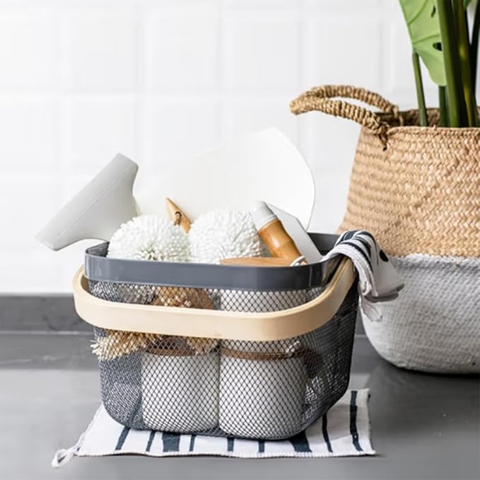 AJIODA Metal Mesh Steel Basket, Storage Organizer Basket Multi-functional - Image 4