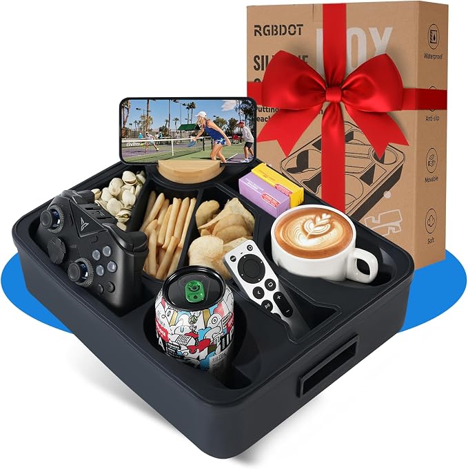 Couch Cup Holder Tray Dual Cup Silicone Snack & Drink Organizer – Waterproof by Unknown