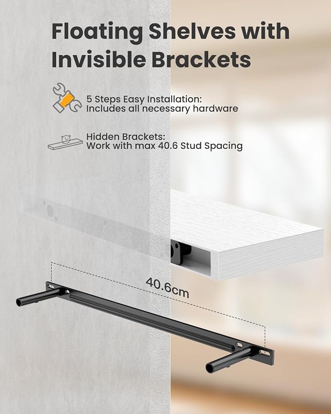 AMADA HOMEFURNISHING Floating Shelves Wall Mounted, 24 x 7 Inch Wall Shelves - Image 10
