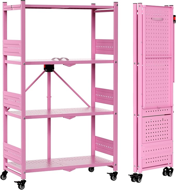 WORKPRO 4-Tier Folding Shelf, No-Assembly Metal Storage Rack by WORKPRO
