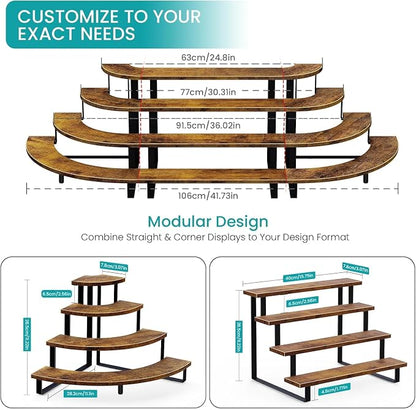 ELITEROO Tiered Display Stand, Wooden Display Risers, 4 Tier Display Shelf - Image 3