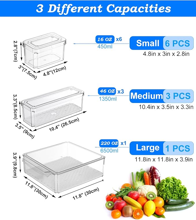 10-Pack Clear Fridge Organizer Bins - Image 3