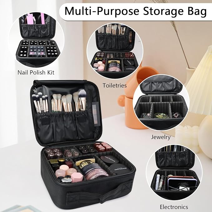 Travel Makeup Bag Makeup Cosmetic Train Case Organizer Portable Storage Bag - Image 5