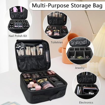 Travel Makeup Bag Makeup Cosmetic Train Case Organizer Portable Storage Bag - Image 5