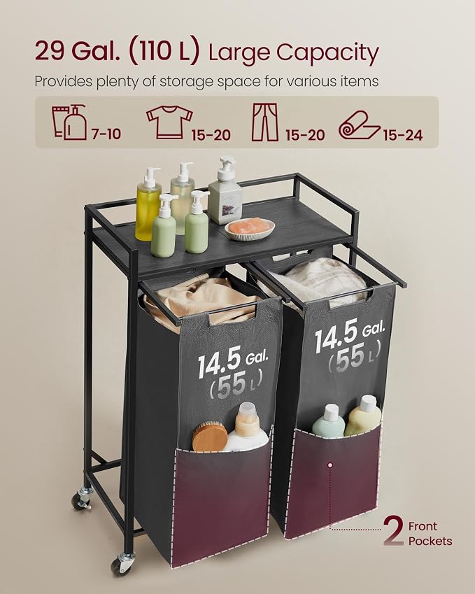 VASAGLE Laundry Sorter, 29 Gal. Laundry Hamper Basket - Image 3