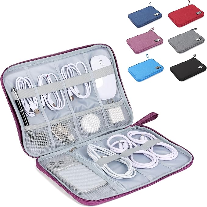 Large Slim Cable Organizer Travel Case, Single-Layer Electronic Accessories by Unknown