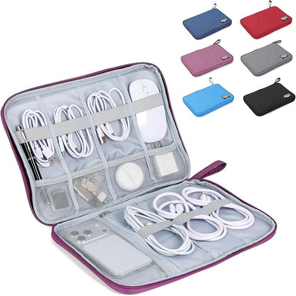 Large Slim Cable Organizer Travel Case, Single-Layer Electronic Accessories by Unknown