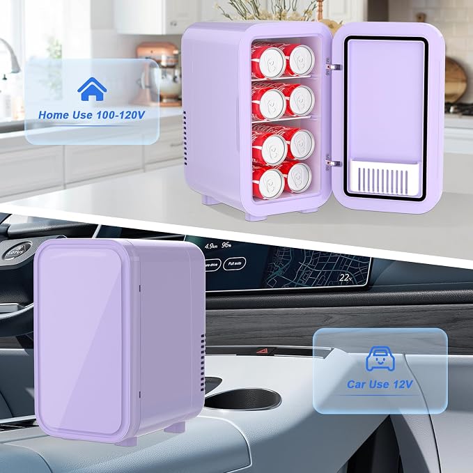 Mini Fridge, 6 Liter/8 Can 110V AC/DC Portable Thermoelectric Cooler - Image 5