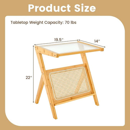 GOFLAME Rattan Side Table, Z-Shaped End Table - Image 3
