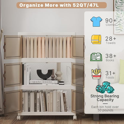 Stackable Storage Bins with Lids, 156QT Closet Organizers and Storage Cabinet - Image 3