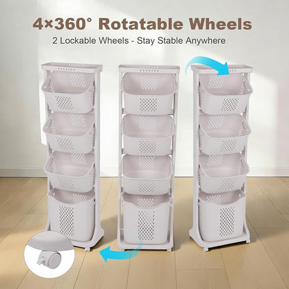 FAHKNS 4-Tier Laundry Hamper Sorter Cart - Image 7