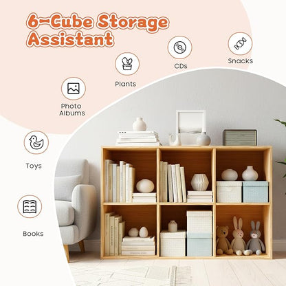 6 Cube Storage Shelf, 2-Tier Solid Wood Cube Storage Organizer, Vertical or - Image 4