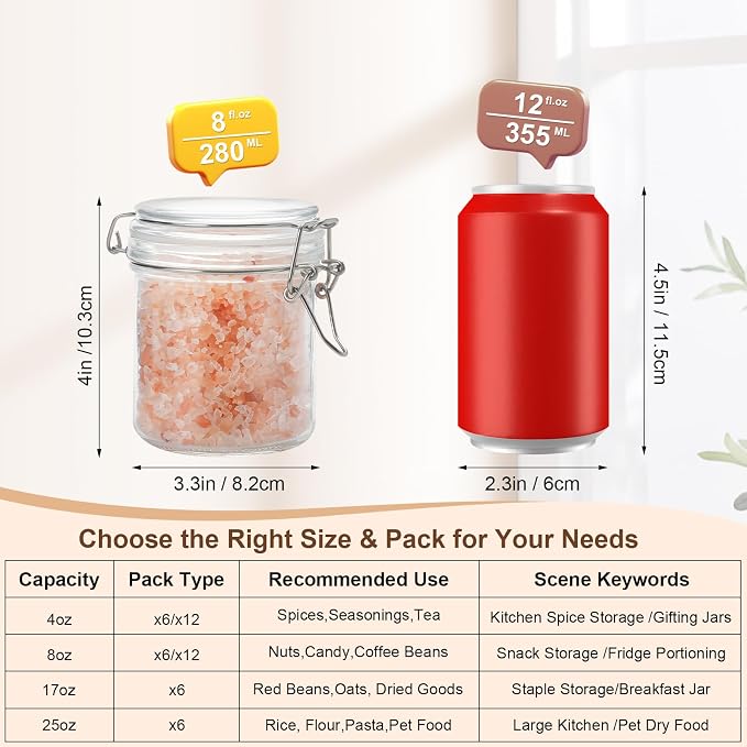 12 Pack Spice Jars, 8 oz Glass Containers - Image 2
