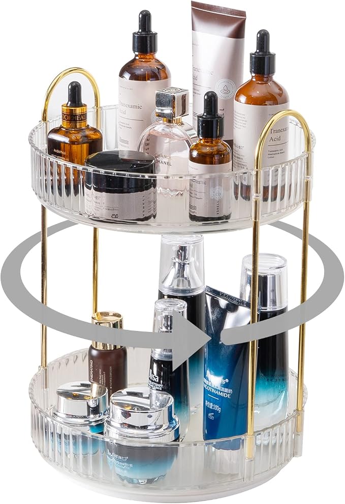 360° Rotating Makeup Organizer, Bathroom Make Up Spinning Holder Rack, Large - Image 2