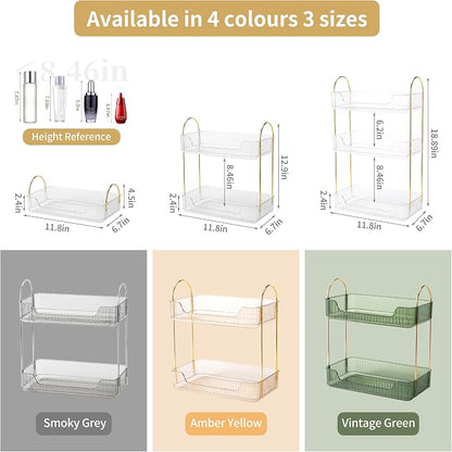 2 Tier Bathroom Organizer Countertop Makeup Perfume Tray Skincare Organizer - Image 2