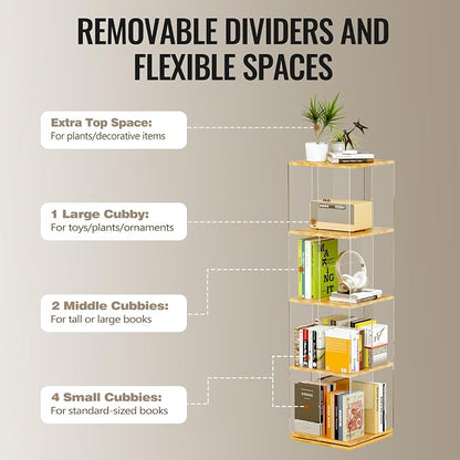 TAKEKIT Rotating Bookshelf, 360 Degree Revolving Bookcase, 4-Tier Spinning - Image 8