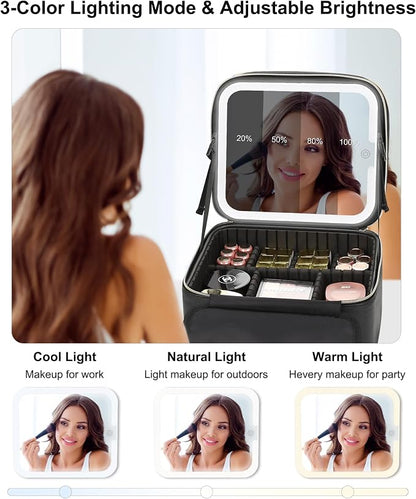 Relavel Makeup Bag with LED Mirror, Small Travel Makeup Case with Rechargeable - Image 4