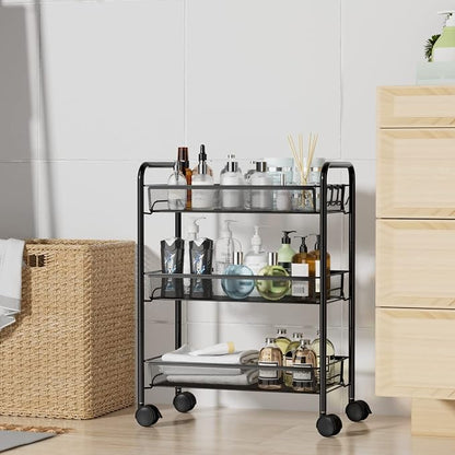 3-Tier Mesh Rolling Cart - Image 6