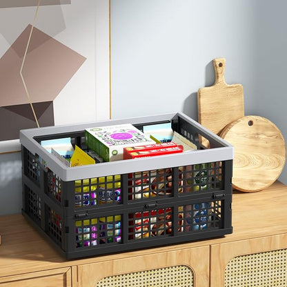 34 L Collapsible Storage Crate, Folding Plastic Crates, 4 Packs | Stackable - Image 7