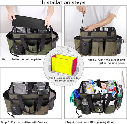 Large Cleaning Caddy Bag Built-in Sturdy Support Board, Cleaning Organizer - Image 7