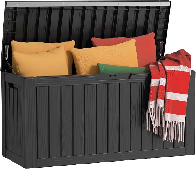 EasyUp 80 Gallon Outdoor Storage Box Waterproof, UV Resistant Resin Deck Box by EASYUP