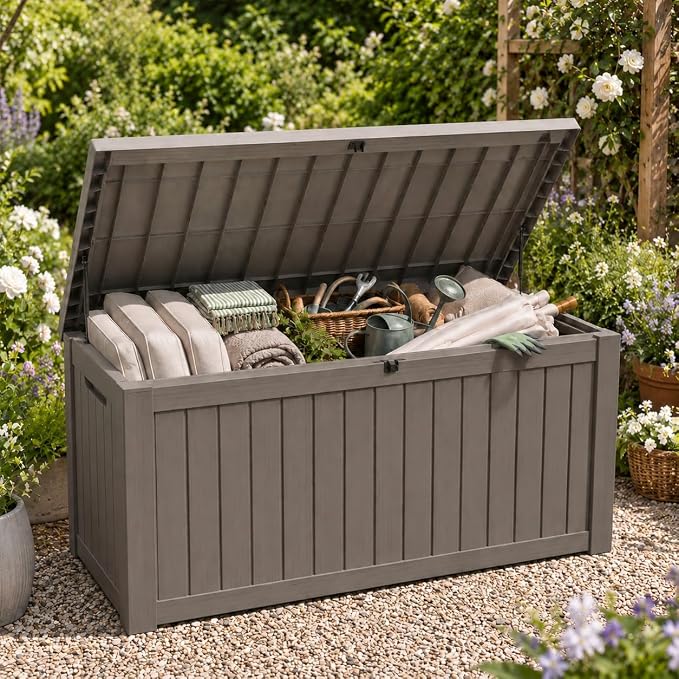 270 Gallon Extra Large Deck Box Outdoor, Resin Storage Box Outdoor Waterproof - Image 10